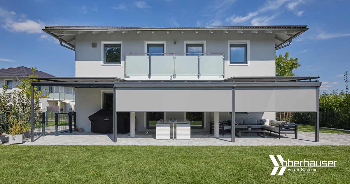 Glas Terrassendach um Balkon Alu in Feldkirchen bei München