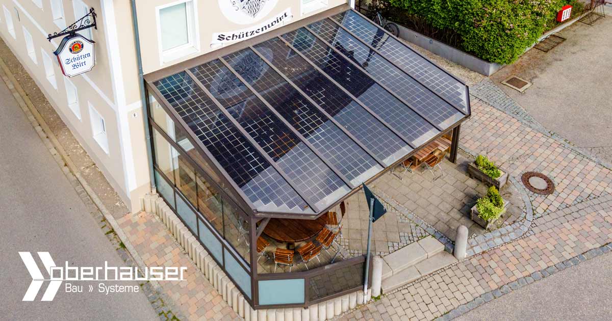 PV Terrassenüberdachung für Gastronomie – Niederbergkirchen